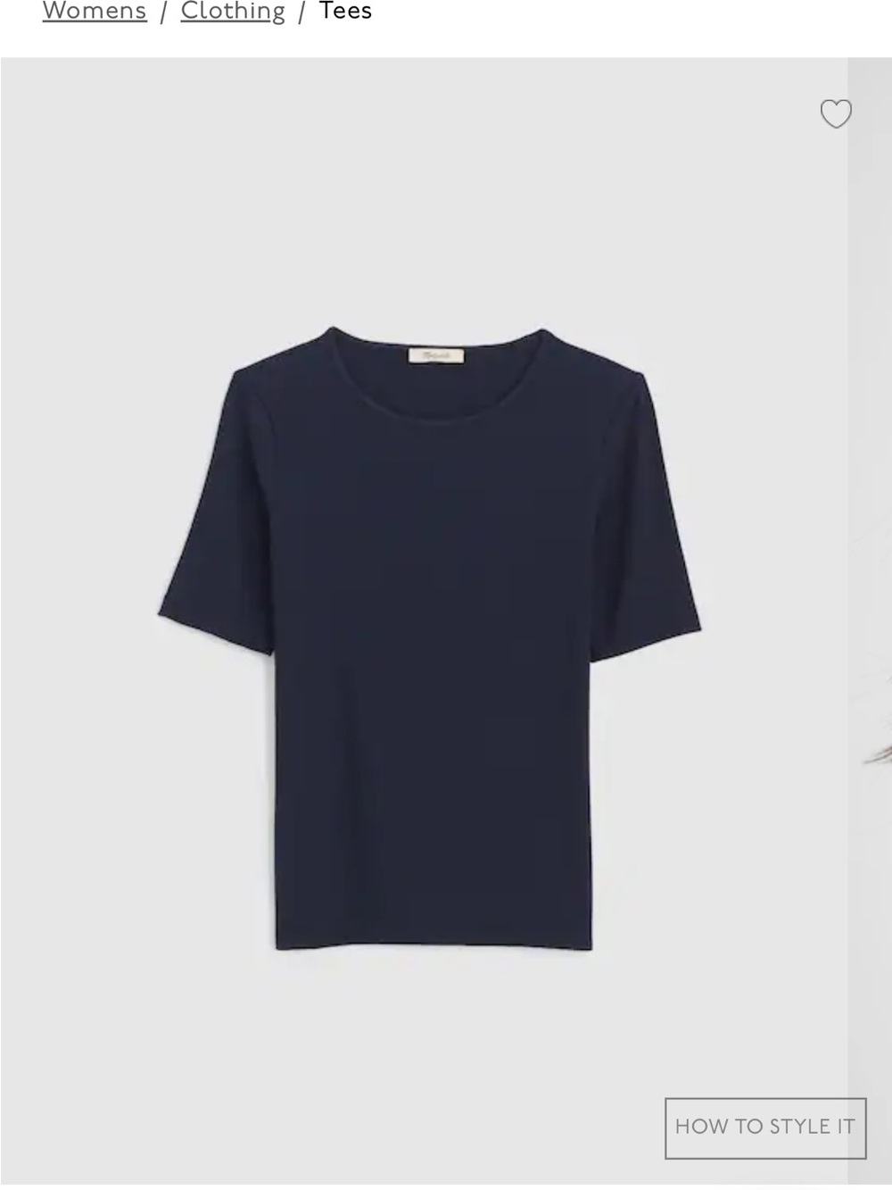 Madewell Navy Blue Modal 9-9 Luxe Rib Short Sleeve Crewneck Tee NZ351 Brand New